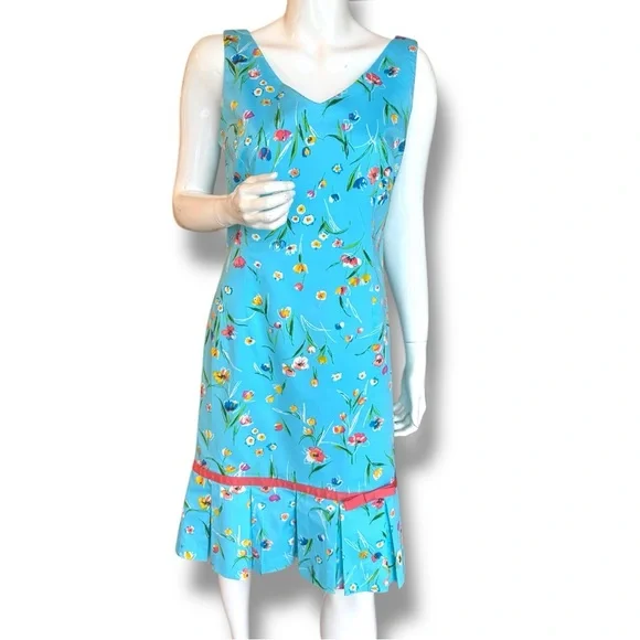 r&k originals | Dresses | Rk Originals Robin Egg Blue Polished Cotton  Floral Shift Dress Womens Size 8 | Poshmark